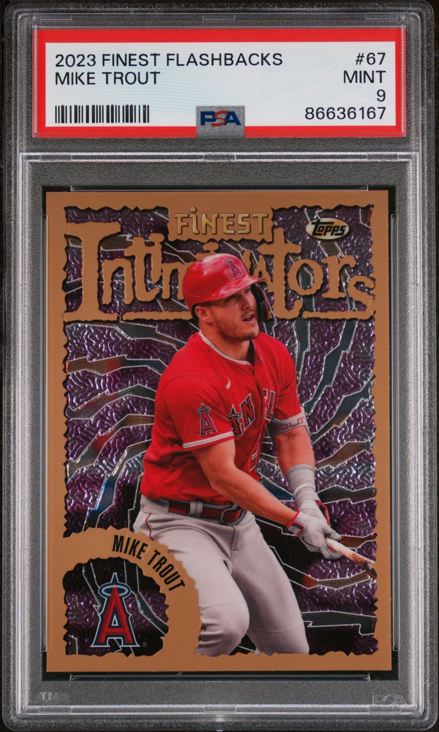 2023 TOPPS FINEST FLASHBACKS MIKE TROUT  #67 - PSA 9